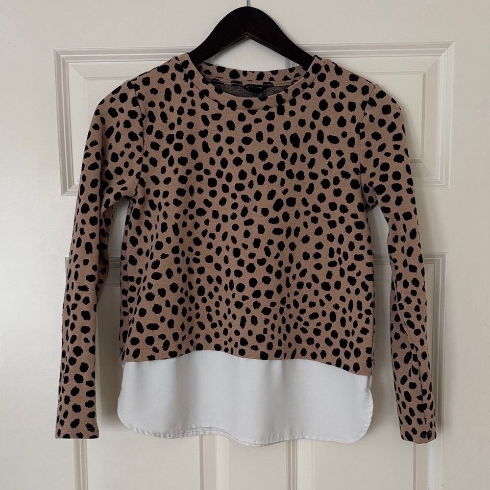 Ann Taylor Leopard Print Long Sleeve Top